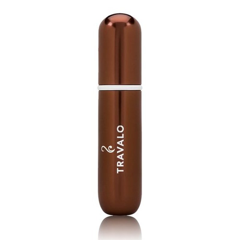 Travalo Classic HD Perfume Atomizer | Genie-S TSA Approved Travel Perfume Bottle Refillable | Reusable Airtight Easy-Fill Mini Pump Sprayer | Lightweight Elegant Design w/Volume Window | Brown 0.17oz