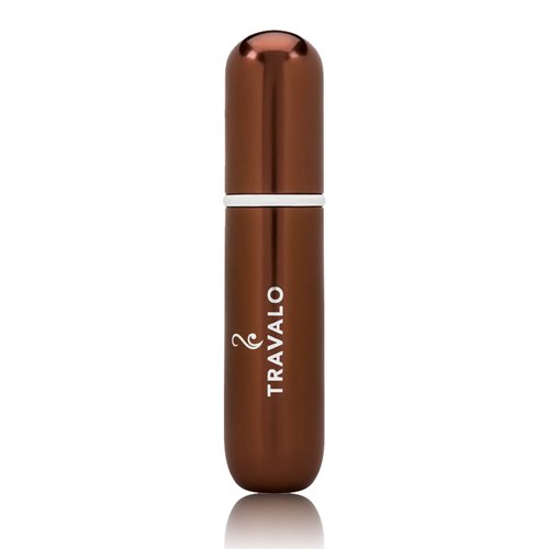 Travalo Classic HD Perfume Atomizer | Genie-S TSA Approved Travel Perfume Bottle Refillable | Reusable Airtight Easy-Fill Mini Pump Sprayer | Lightweight Elegant Design w/Volume Window | Brown 0.17oz