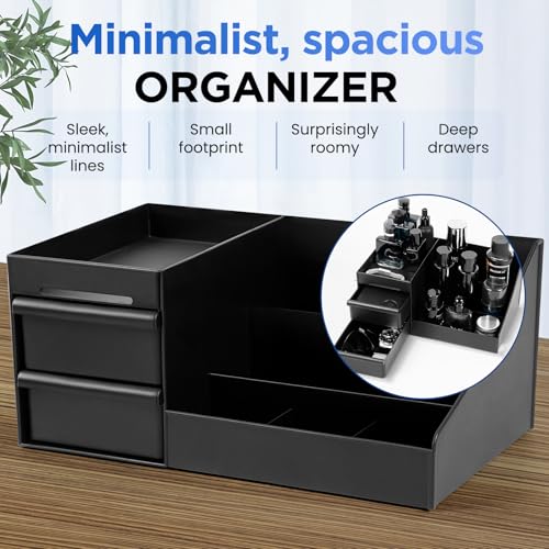 EXIN DECHEN Countertop Cologne Stand Shelves, Organizador de Perfumes, Estante para Perfumes, Dresser Organizer, Bedroom Essentials, Gifts for Men, Black