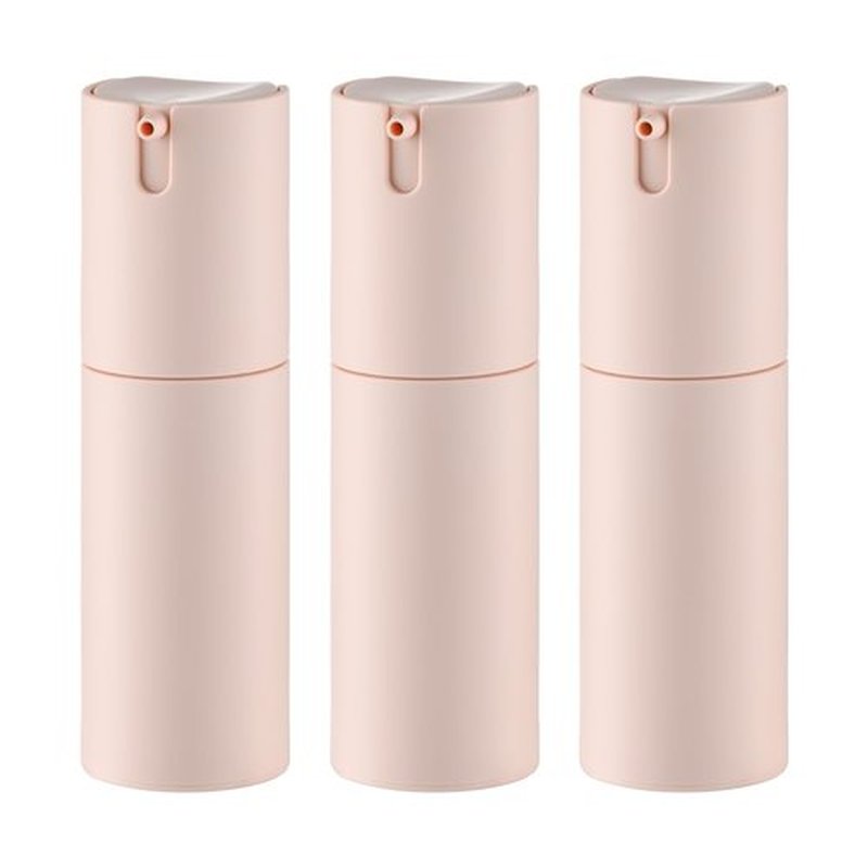 Airless Pump Bottles Travel 1oz: Travel Size Lotion Container - Refillable Dispensers for Moisturizer, Serum (Plastic, Matte Pink, 3Pcs)