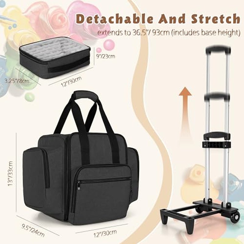 BAFASO Rolling Nail Polish Organizer Holds 144 Bottles, Nail Polish Case with a Detachable Dolly and 3 Removable Cases (Patented Design), Black