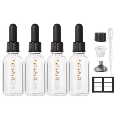 Stellacare 4 Pcs, 1 ounce Dropper Bottle Glass Bottles with Dropper Small Glass Bottles with Lids Oil Dropper Bottle Travel Containers