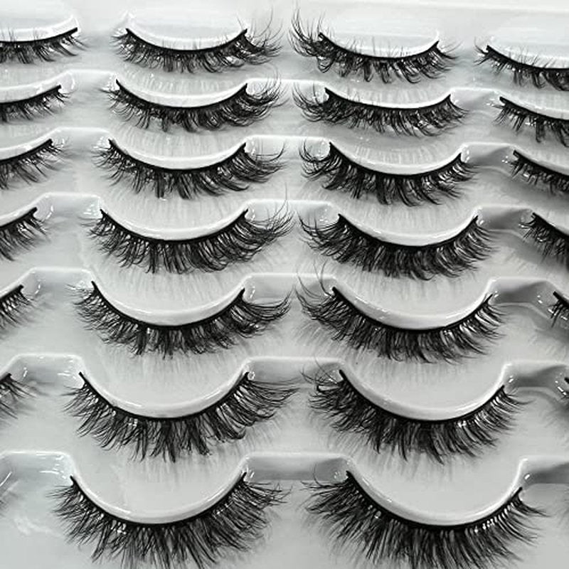 Newcally Lashes False Eyelashes Natural Fluffy Light Volume Faux Mink Lashes 14 Pairs Pack