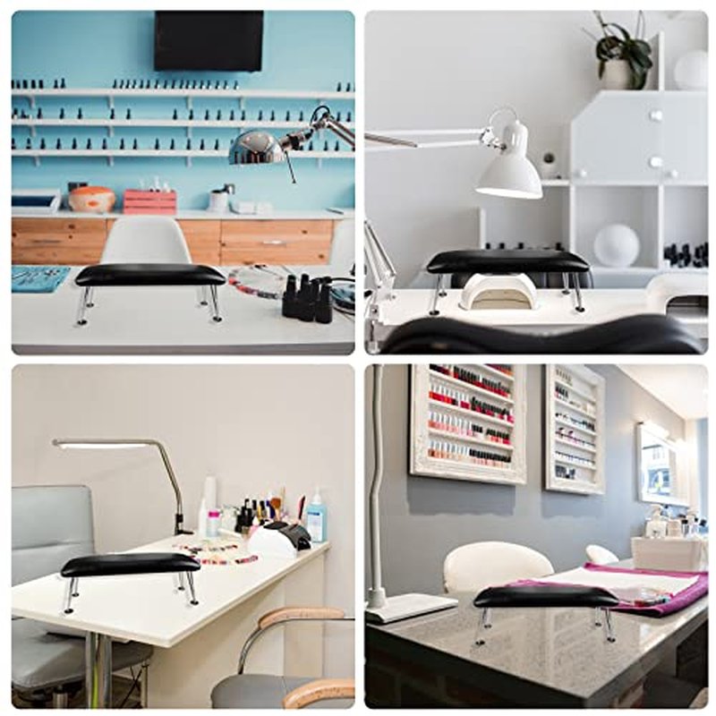 BQAN Nail Arm Rest, Arm Rest for Acrylic Nails with Non-slip, Professional Microfiber Leather Hand Rest Nail Table Desk Manicure Pillow Cushion for Nail Salon Use (Black)