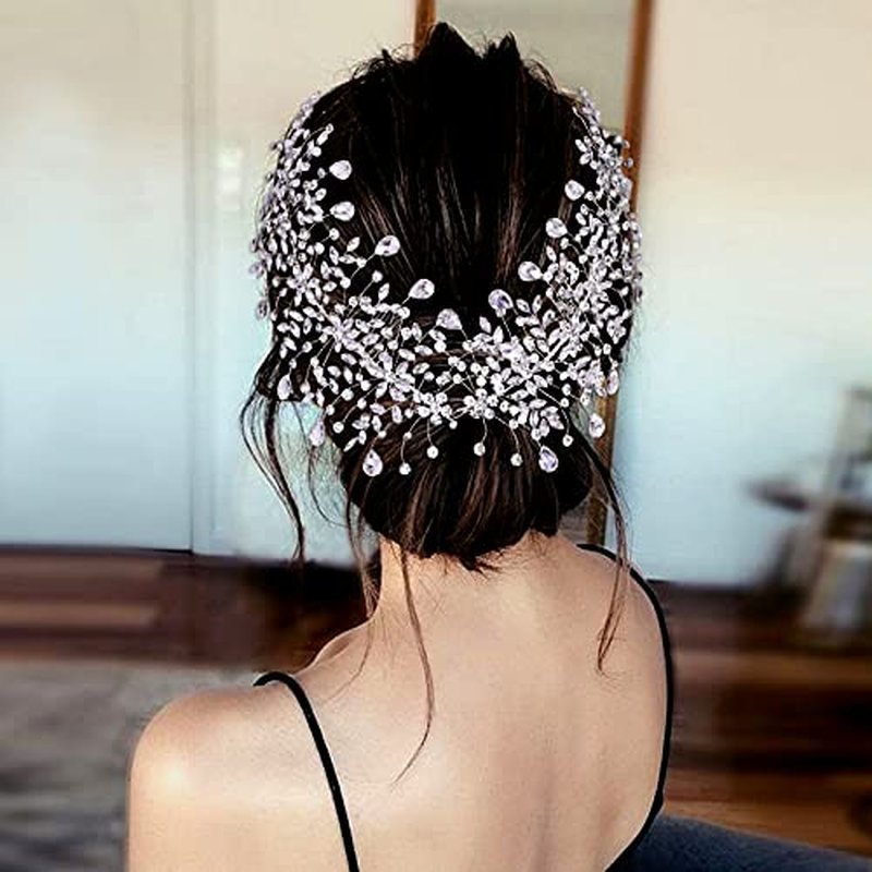 wedding tiara bridal hair piece silver rhinestone hair accessory for ladies,Rhinestone Bridal Bridesmaid Hair Comb Accessories (Silver Left and Right)