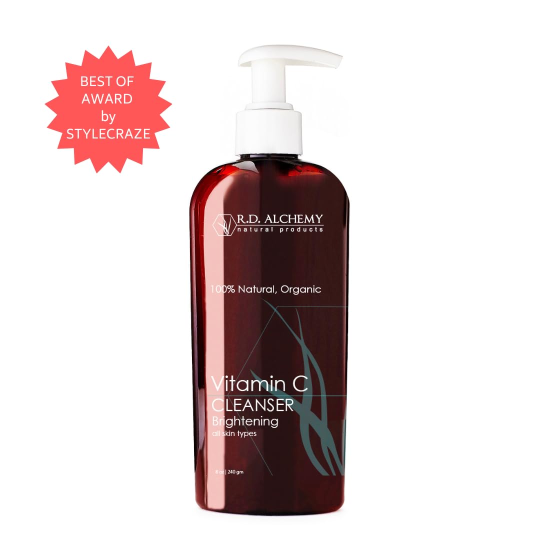 RD Alchemy - Natural & Organic Vitamin C Cleanser - Sulfate-Free Face Wash with Vitamin C-Rich Herbal Extracts to Brighten, Detoxify & Remove Dirt, Oil & Makeup.
