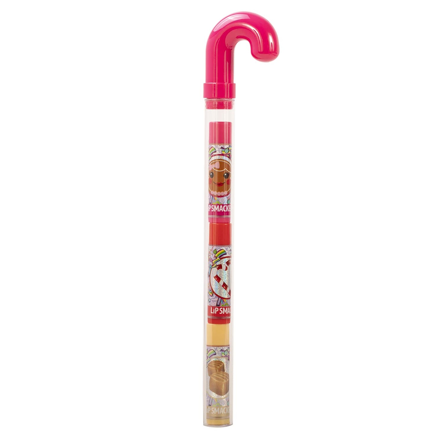 Lip Smackers Flavored Lip Balm Tropical Fever - Moisturizing, Soothing Trio Pink Gingerbread, Candy Cane, Caramel