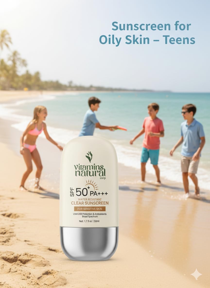 VITAMINS NATURAL CORP Sunscreen SPF 50 Face Cream Broad Spectrum UVA UVB Protection Lightweight Non Greasy Oil and Fragrance Free Water Resistant Facial Sunscreen 1.7 Oz