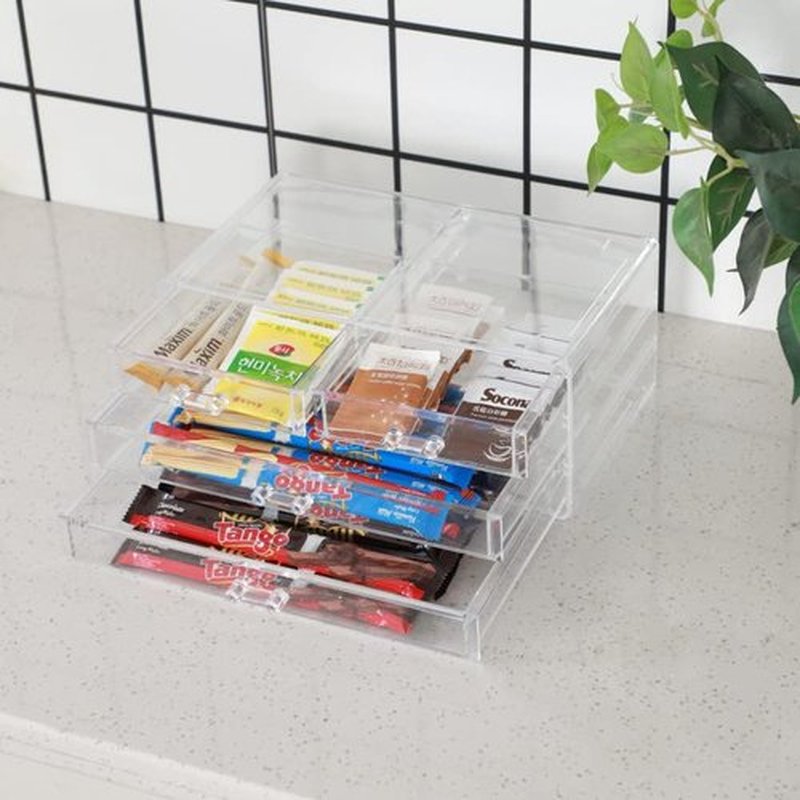 Cq acrylic Bathroom Organizer With 4 Drawers,Stackable Containers for Organizing With Drawer for Vanity Counter and Desk,Plastic Clear Storage Drawer for Cabinet Makeup,Craft,Pen,Beauty Supplies,1Pcs