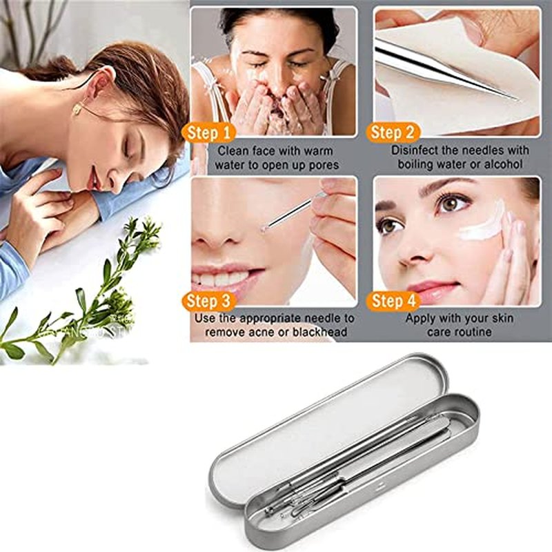 Usiveinborn Blackhead Remover, Usiveinborn Tweezers, Professional Facial Blackhead Remover Tweezers, Blackhead Remover Comedone Extractor (1 Set(All 3 Tweezers+Boxed))