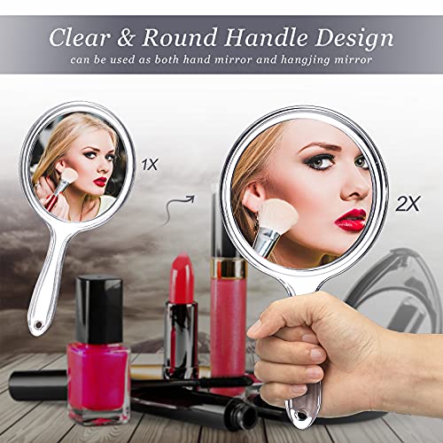 Jetec Hand Mirror Double Sided Handheld Mirror 1X/ 2X Magnifying Mirror with Handle Mirror Rounded Shape Makeup Mirror (Black)