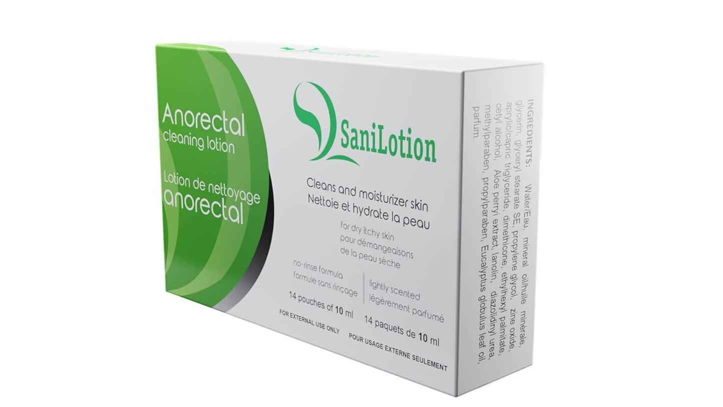 Sanilotion Hygienic Cleansing Lotion, Cleans, Moisturizes, and Hydrates Anorectal Area, 14 count - 10ml each