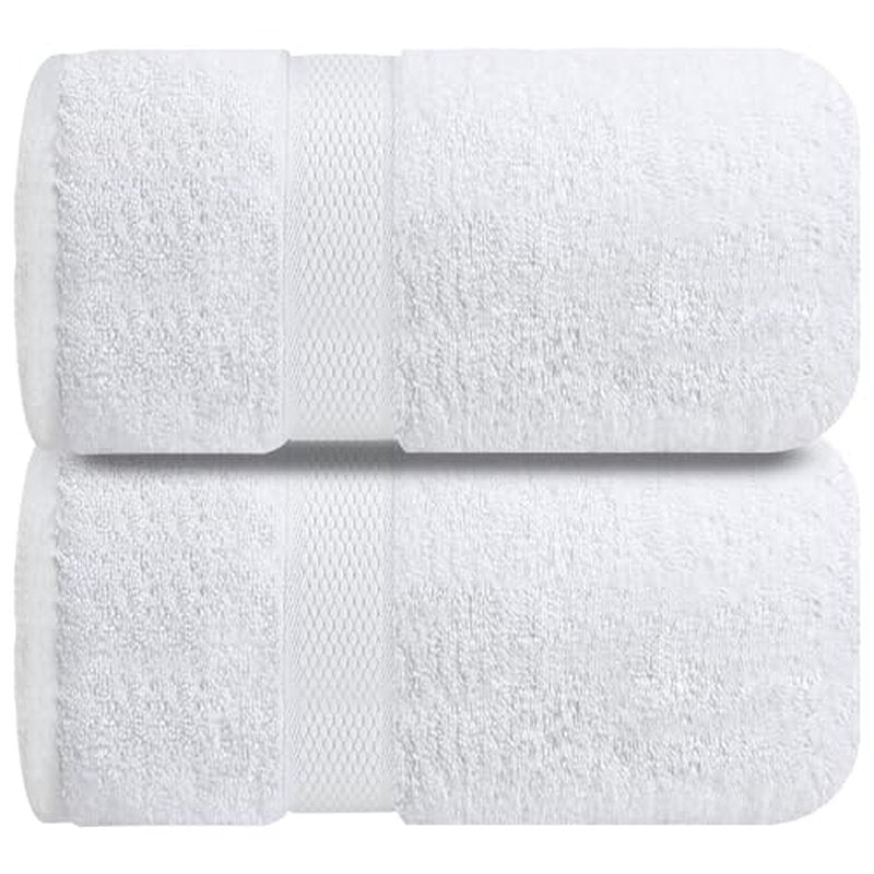 Infinitee Xclusives Premium Cotton Bath Mats – Pack of 2, (34x22 Inches) [Not a Bathroom Rug] Ultra Soft and Super Absorbent Floor Mat, Machine Washable (Brilliant White, Towel Bath Mats)