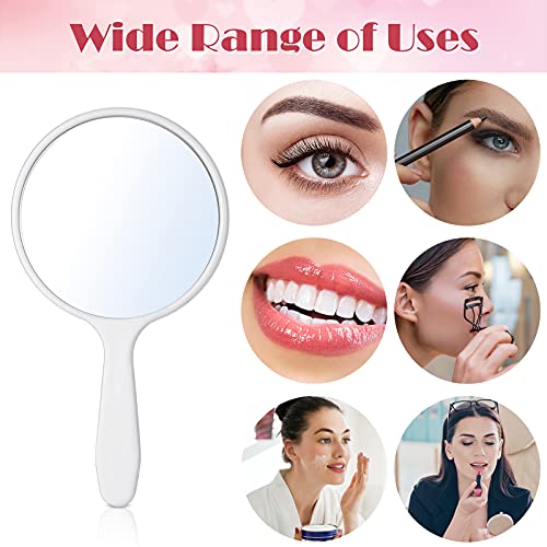Jetec 25 Pcs Handheld Mirror with Handle, 3.94" L x 2.17" W, Small Portable Round Mirror Bulk for Kids Travel Makeup Classroom Camping Daily DIY Crafts (Black,White)