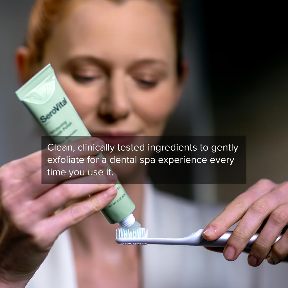 SeroVital Smile Whitening Tooth Polish — Gentle Stain Removal for Sensitive Teeth | Silica + Plant Enzymes | Formulated Without Fluoride | Mint Kiss Flavor | 2 oz.
