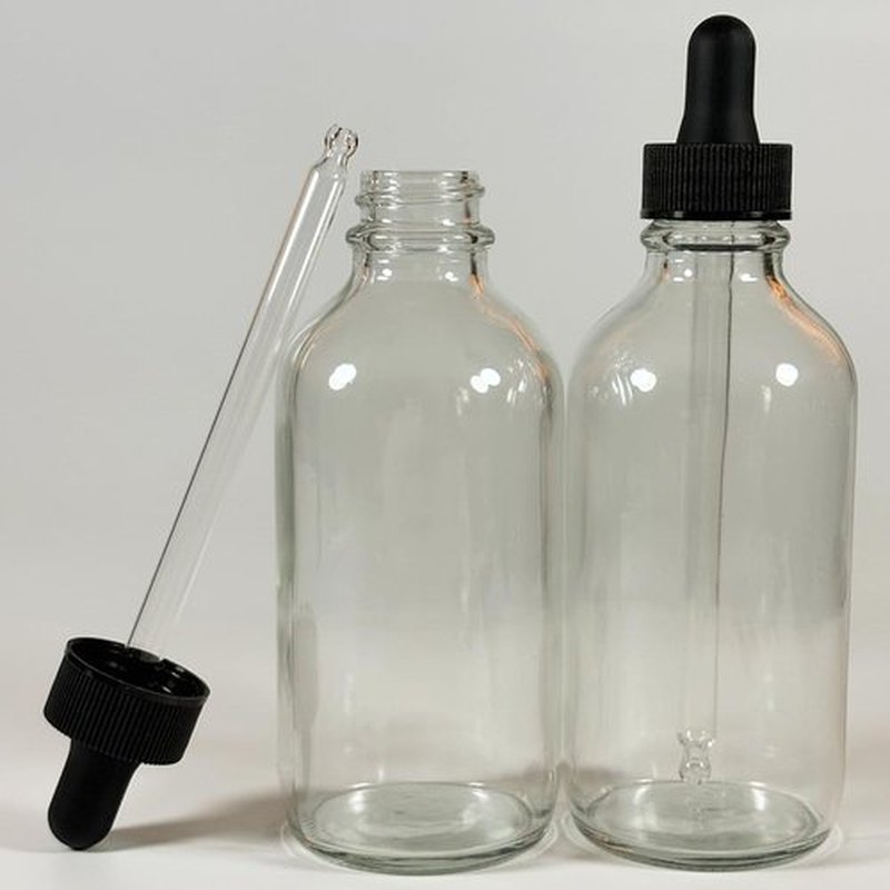 PIPIBA 6Pack 4oz (120ml) Round Drip Tip Glass Eye Droppers. Essential Oil Glass Bottle. For Lab Bottles (Clear)