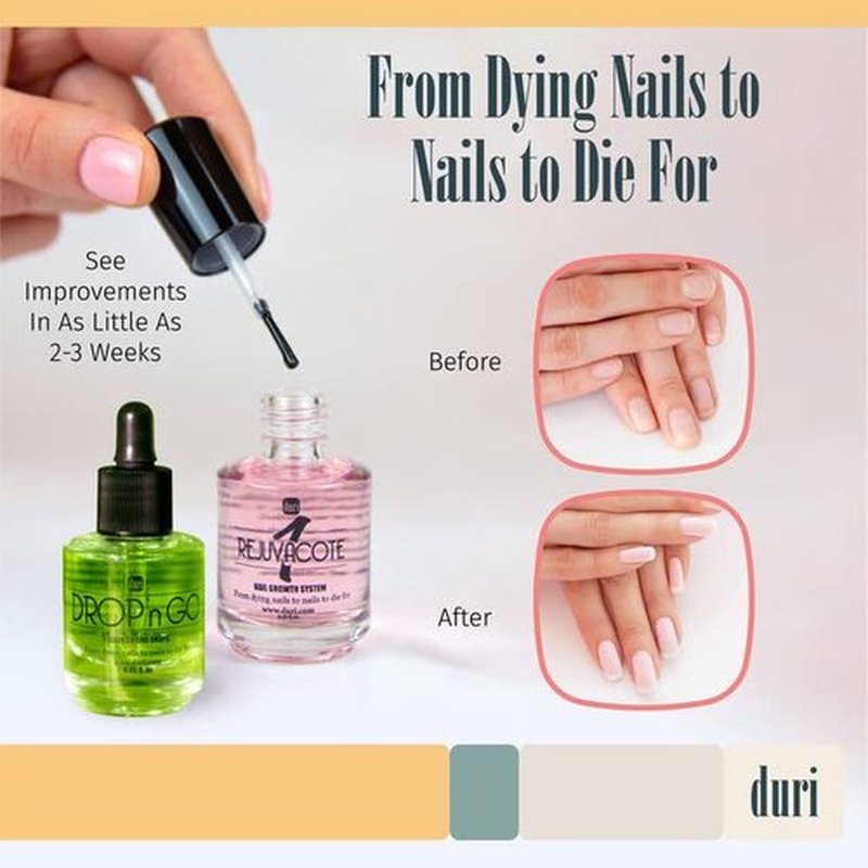 duri Rejuvacote 1 Nail Growth System and duri Drop'n Go Polish Drying Drops Combo