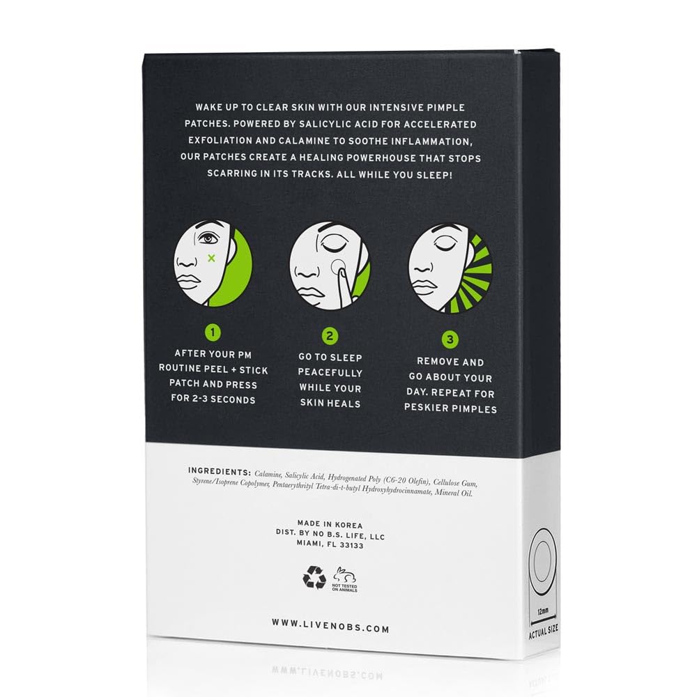No Bad Stuff - Intensive Overnight Pimple Patches with Hydrocolloid, Salicylic Acid & Calamine, Pimple Patches for Face, Invisible on All Skin Tones, Waterproof Acne Patches, 36 CT