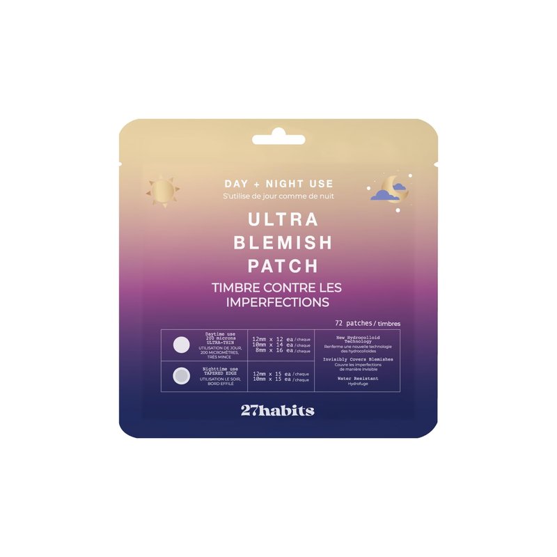 Blemish Patch Day & Night - Hydrocolloid Spot Patches for Face | 72 Invisible Clear Stickers, Tapered Edge