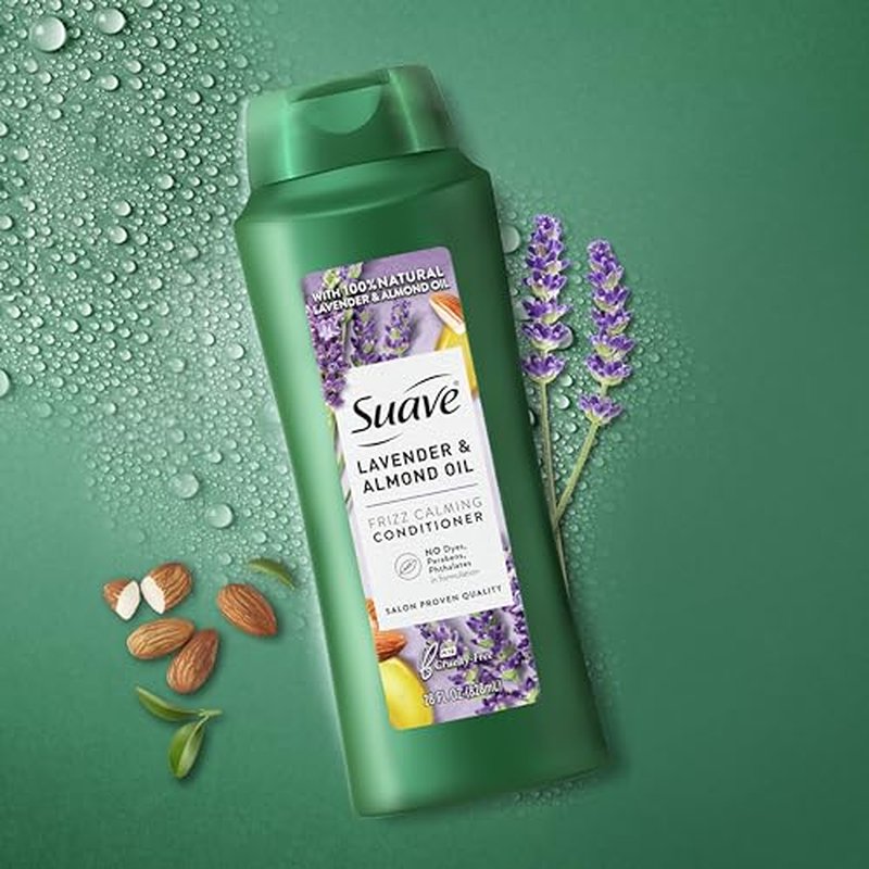 Suave Natural Lavender & Almond Oil Conditioner, Anti Frizz, No Dyes, No Parabens, No Phthalates, 28 oz Pack of 4