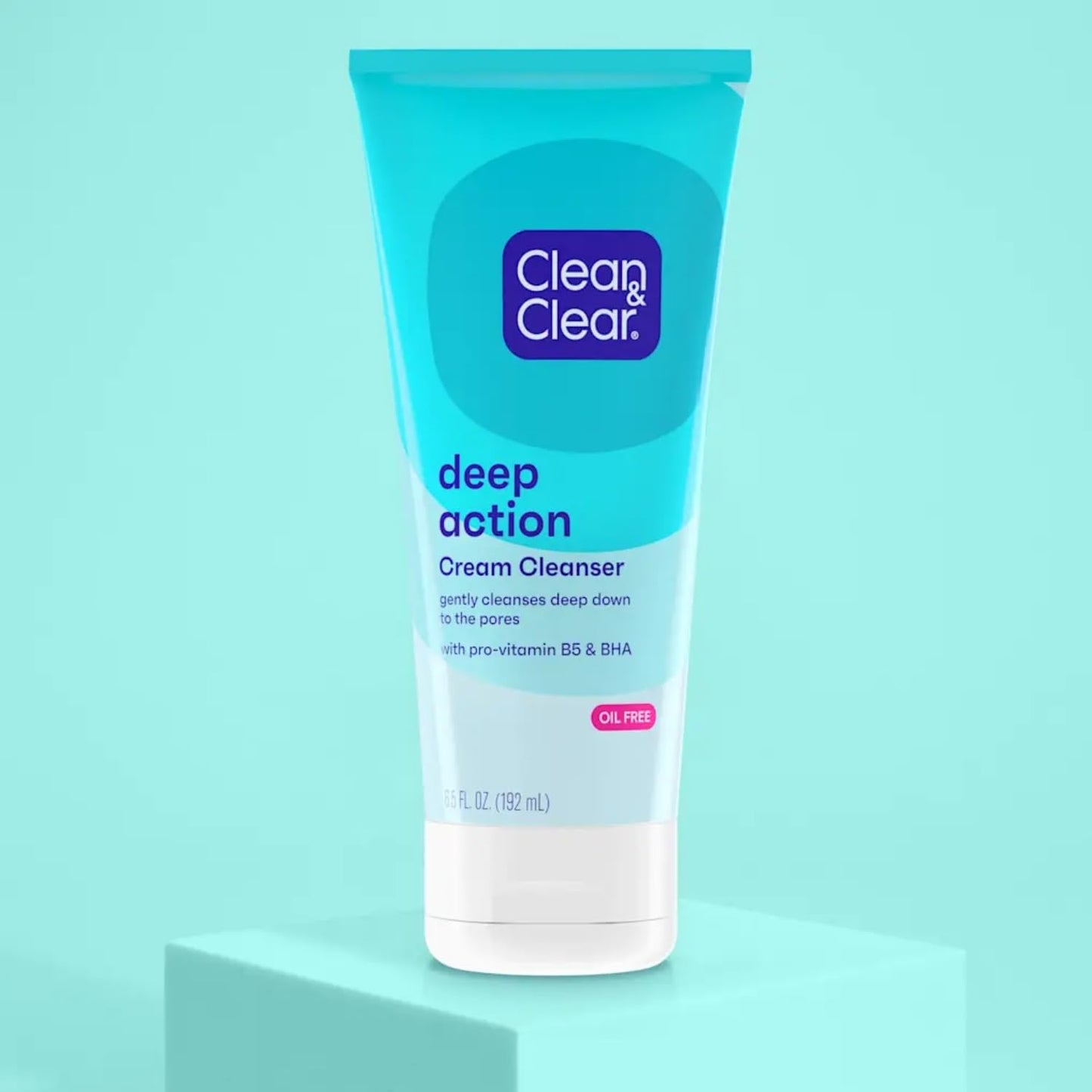 Clean & Clear Oil-Free Deep Action Cream Facial Cleanser with Salicylic Acid Acne Medication, Cooling Face Wash for Deep Pore Cleansing of Acne-Prone Skin, 6.5 oz