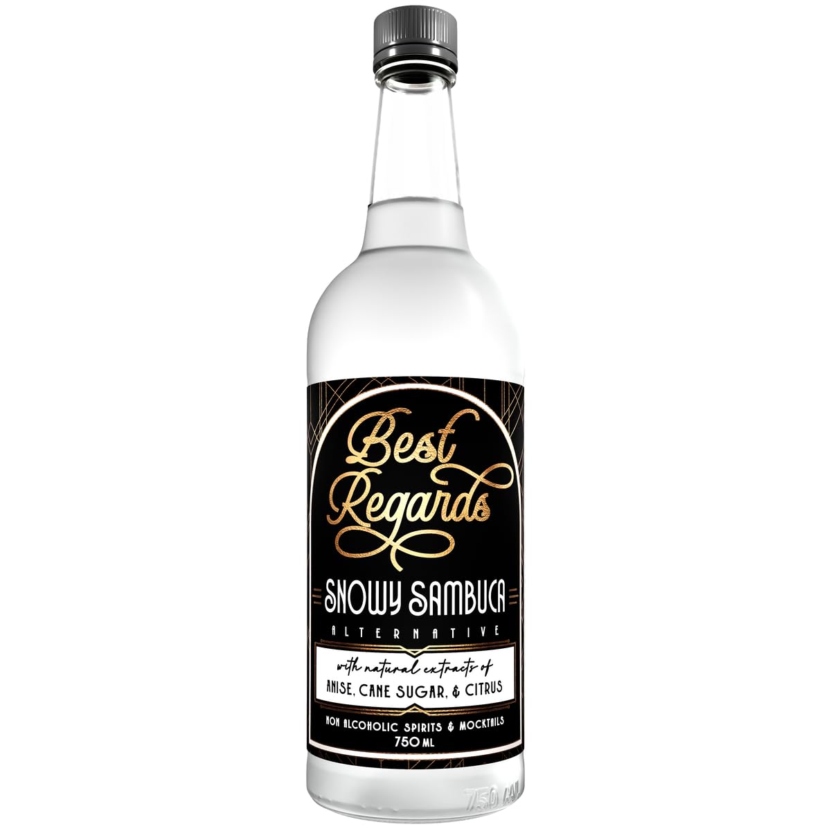 BEST REGARDS Snowy Sambuca | Non-Alcoholic Liqueur | The World’s Leading Developer of Non-Alcoholic Spirits, Liqueurs & Mocktails | 25.4 FL OZ (750 ML)