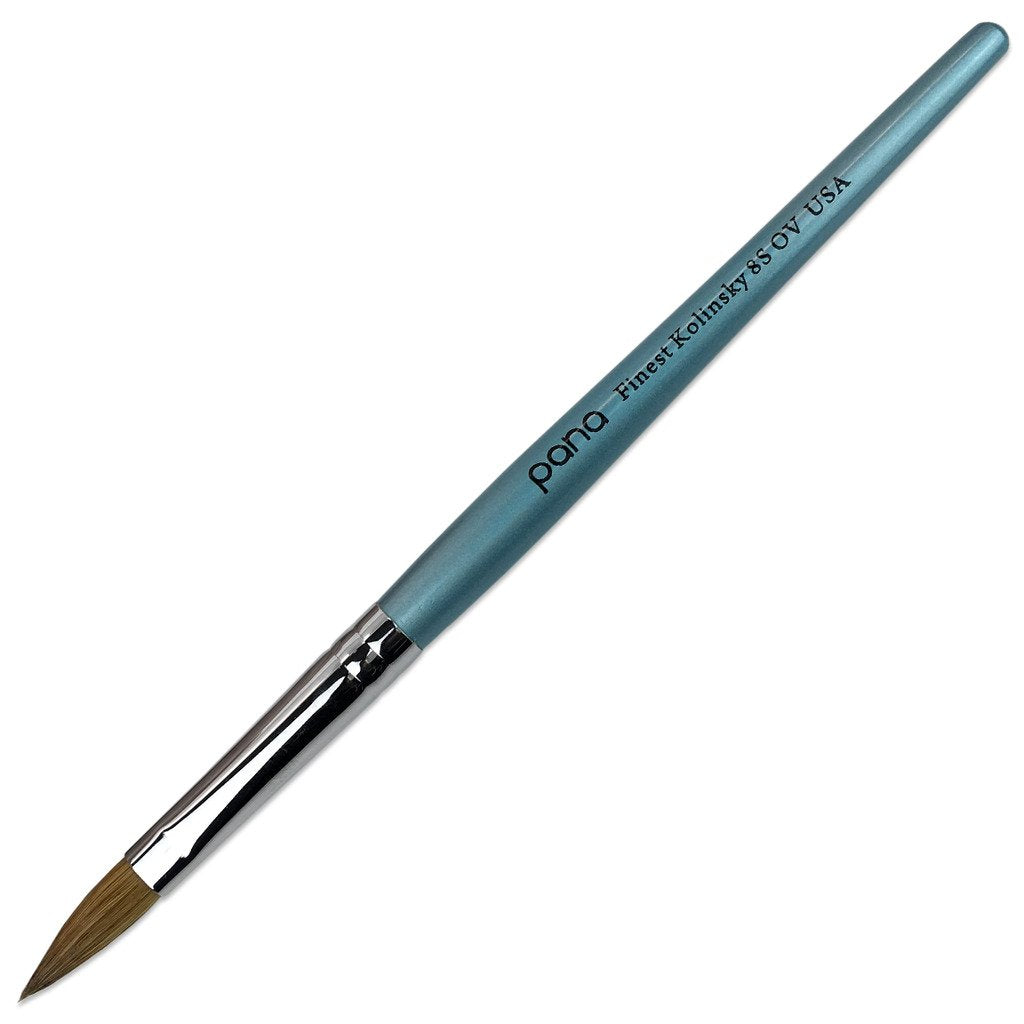 Size 10 PANA Pure Kolinsky Acrylic Nail Brush - Oval Crimped Clear Handle
