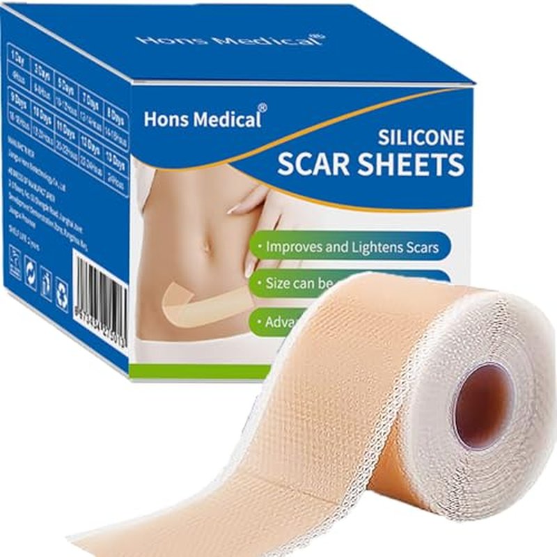Medical Grade Silicone Scar Sheets 1.6"x 118" Roll-3M Keloid Scars Removal C-Section Scar Strip Painless Treatment Resuable Tummy Tuck Tape Professional for Surgical Incision,Acne,Burn Scar
