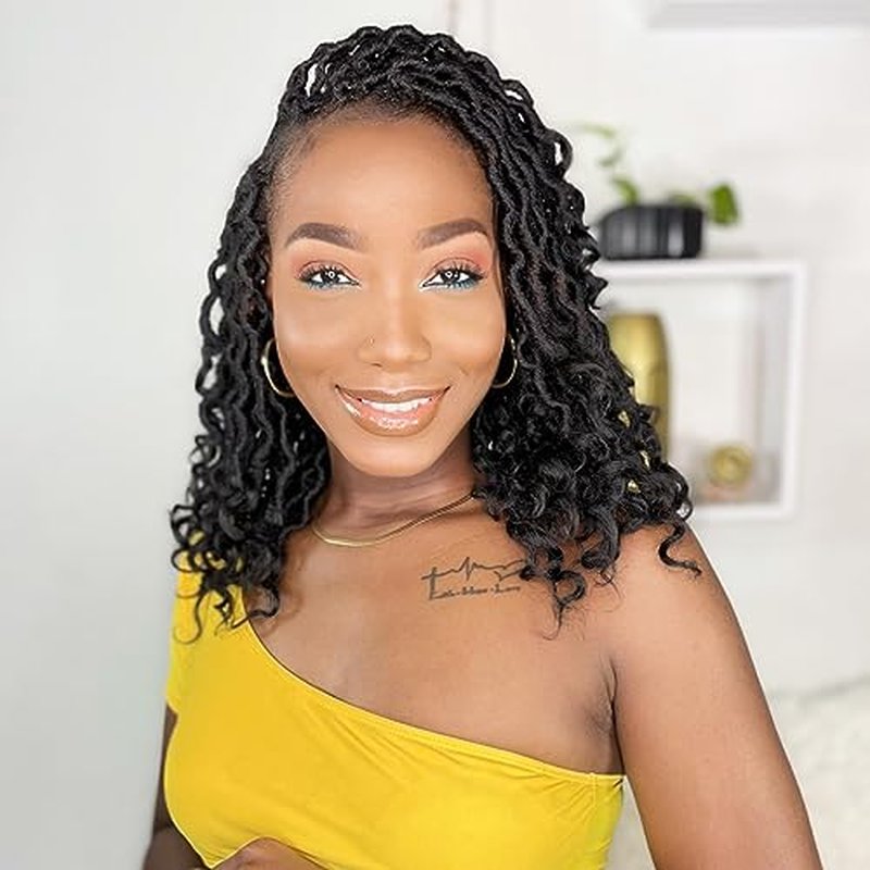 Karida Goddess Locs Crochet Hair 12 Inch, 8 Packs Upgraded Crochet Hair for Black Women, Pre Looped Crochet Faux Locs With Curly Ends (12 Inch (Pack of 8), TPurple#)