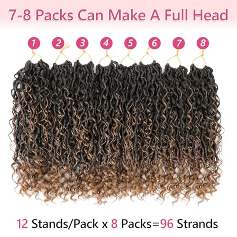Goddess Locs Crochet Hair For Black Women 14 Inch 8 Packs Faux Locs Crochet Hair Crochet Locs Hair Pre Looped Crochet Locs River Locs With Curly Ends(14 Inch,1B/27#)