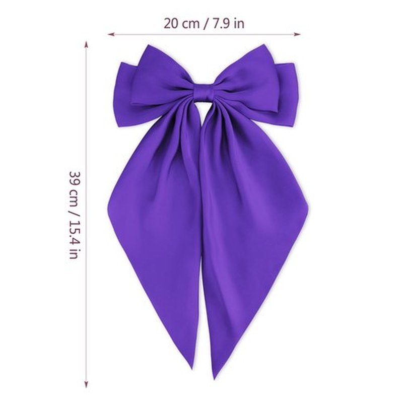 Atoden Hair Bows Silky Satin Bows for Hair Ribbons 4Pcs Coquette Oversized Long Tail Hair Bow Clips Barrettes Big Bowknot Hair Accessories for Women Girl Trendy Stuff Gifts (Pink Purple)