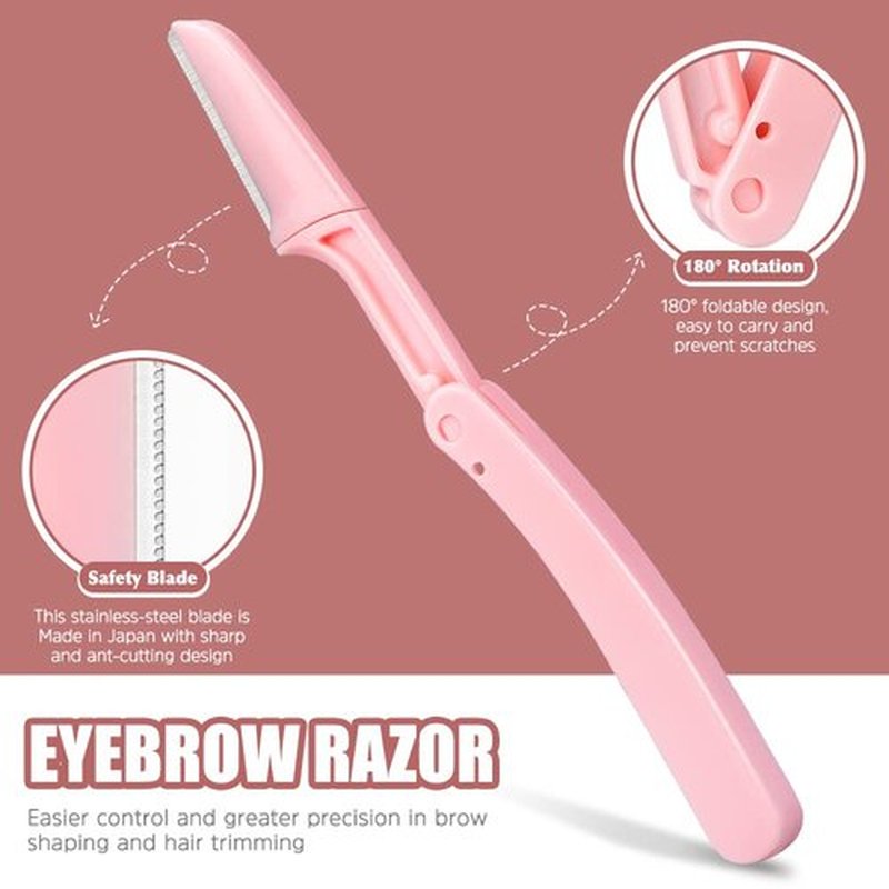 Eyebrow Tweezer Set, TsMADDTs 7 Pcs Tweezers Set for Women, Precision Tweezer for Eyebrows with Curved Scissors and Eyebrow Razor for Ingrown Hair,Pink&Yellow