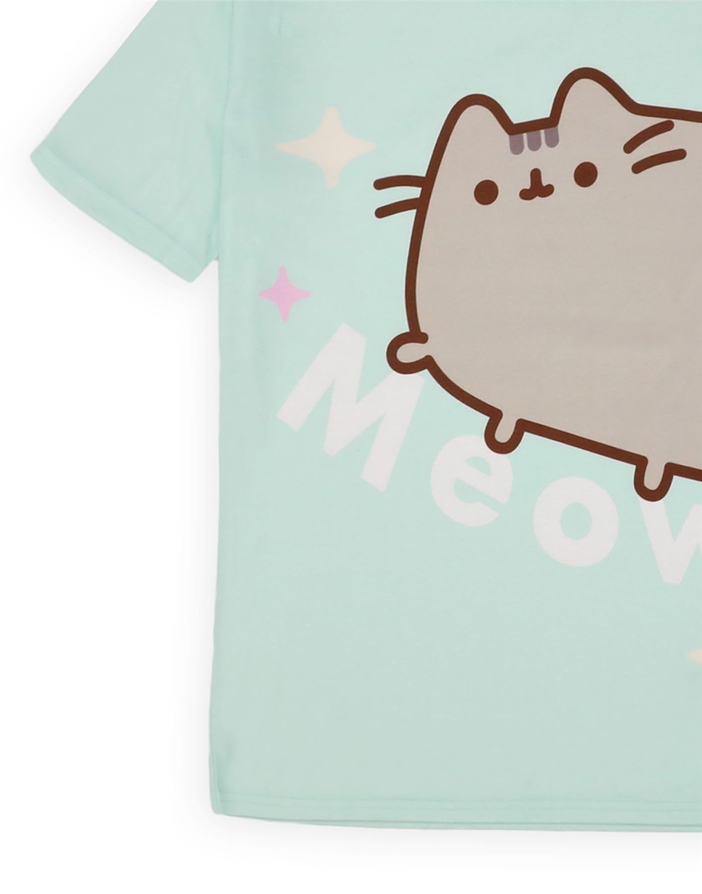 Pusheen Girls Pajama Set | Short Sleeve T-Shirt & All-Over Print Long Pants PJs for Kids