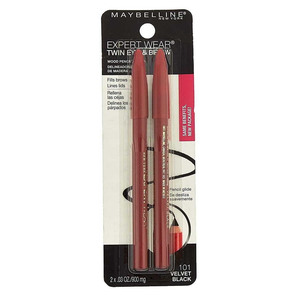 Maybelline Expert Eyes Twin Brow & Eye Pencil, Dark Brown [102], 0.06 oz (Pack of 6)