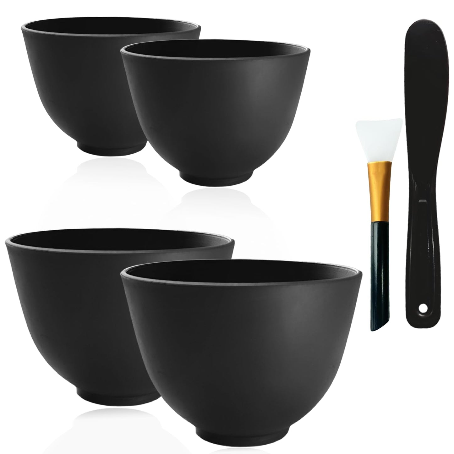 Bigwinyep 4Pcs Silicone Mixing Bowl DIY Hair Color Mixing Bowls for Home Salon Spa Face Skin Applicator Bowl, Black