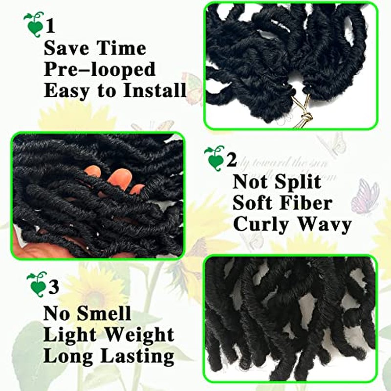 Faux Locs 8 Inch 6 Packs Soft Locs Crochet Hair for Kids, Pre-looped Goddess Locs Braiding Hair New Faux Locs for Black Women(1B#, 6Packs)