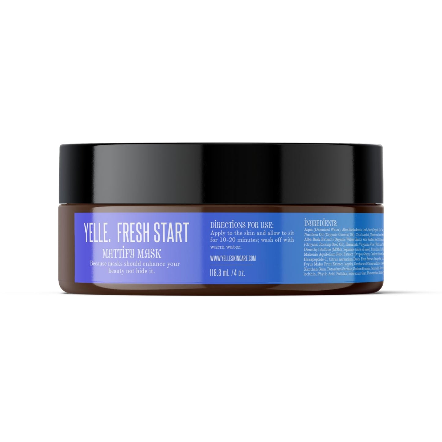 Yelle Skincare - Fresh Start Mattify Mask - Oil-Control - Mattifying Face Mask with Kaolin Clay, Aloe & Organic Herbal Infusions - Gentle for All Skin Types - Melanin-Rich Skincare - 4 oz