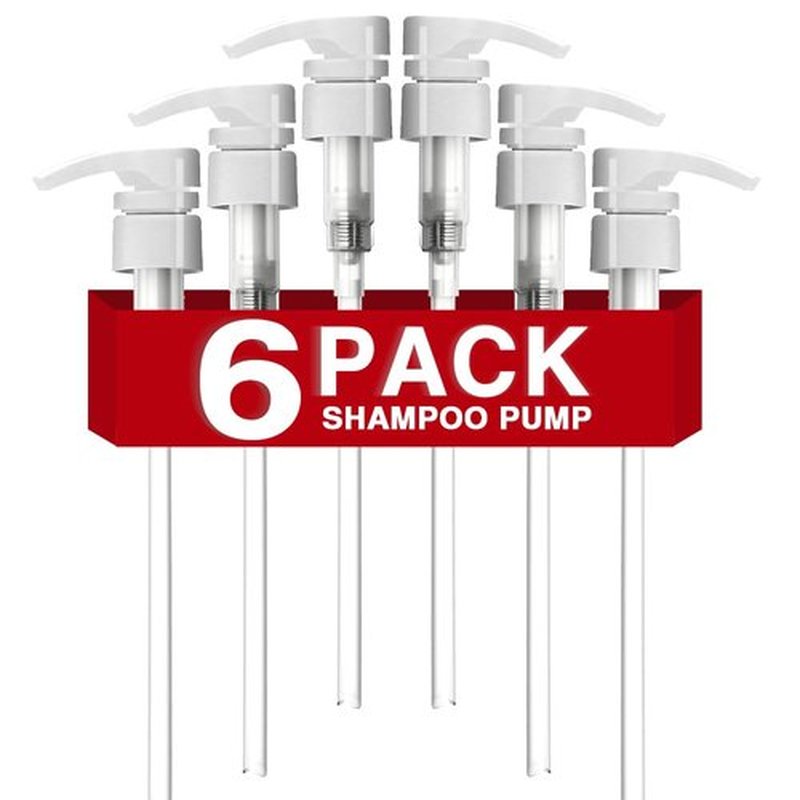 6 Pack White Universal Shampoo and Conditioner Pump for Bottle, Body Wash, Gel, 28/410 Shampoo Pumps for 1 Liter/33.8 Oz Bottles