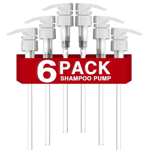 6 Pack White Universal Shampoo and Conditioner Pump for Bottle, Body Wash, Gel, 28/410 Shampoo Pumps for 1 Liter/33.8 Oz Bottles
