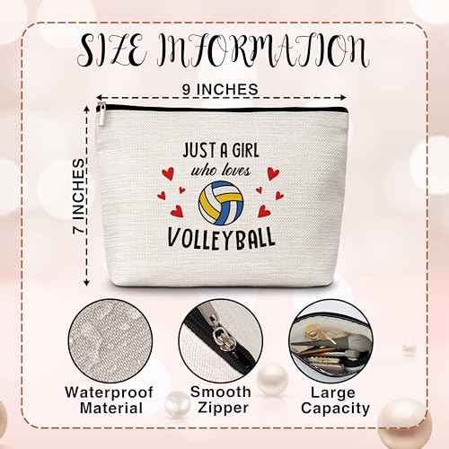 Volleyball Lover Players Cosmetic Bag, Just a Girl Who Loves Volleyball Travel Makeup Bag, Volleyball Gifts for Teen Girls, Inspirational Birthday Gifts for Women Friends Sisters -07