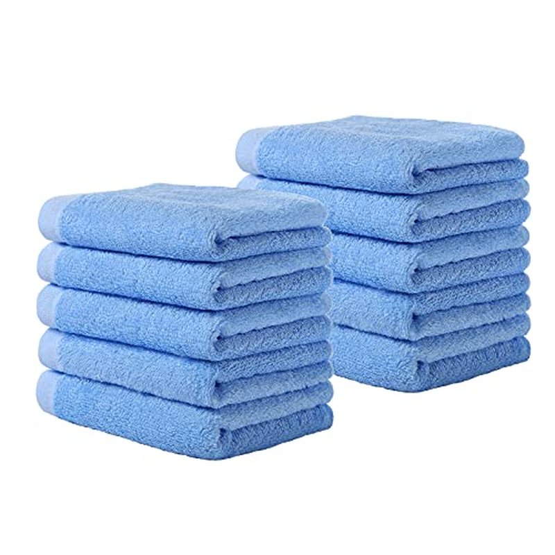 Yoofoss Luxury Washcloths Towel Set 10 Pack Baby Wash Cloth for Bathroom-Hotel-Spa-Kitchen Multi-Purpose Fingertip Towels & Face Cloths - Blue