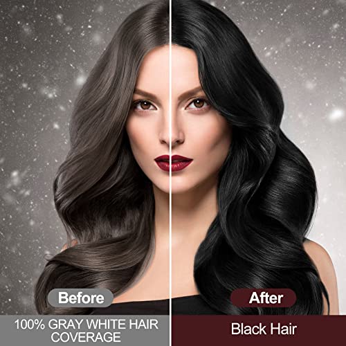 RILSIC Hair Dye Shampoo 3 IN 1 for Women & Men, Instant Black Hair Color, 100% Grey Hair Coverage, Natural Black Hair Dye Coloring in Minutes (500ML)