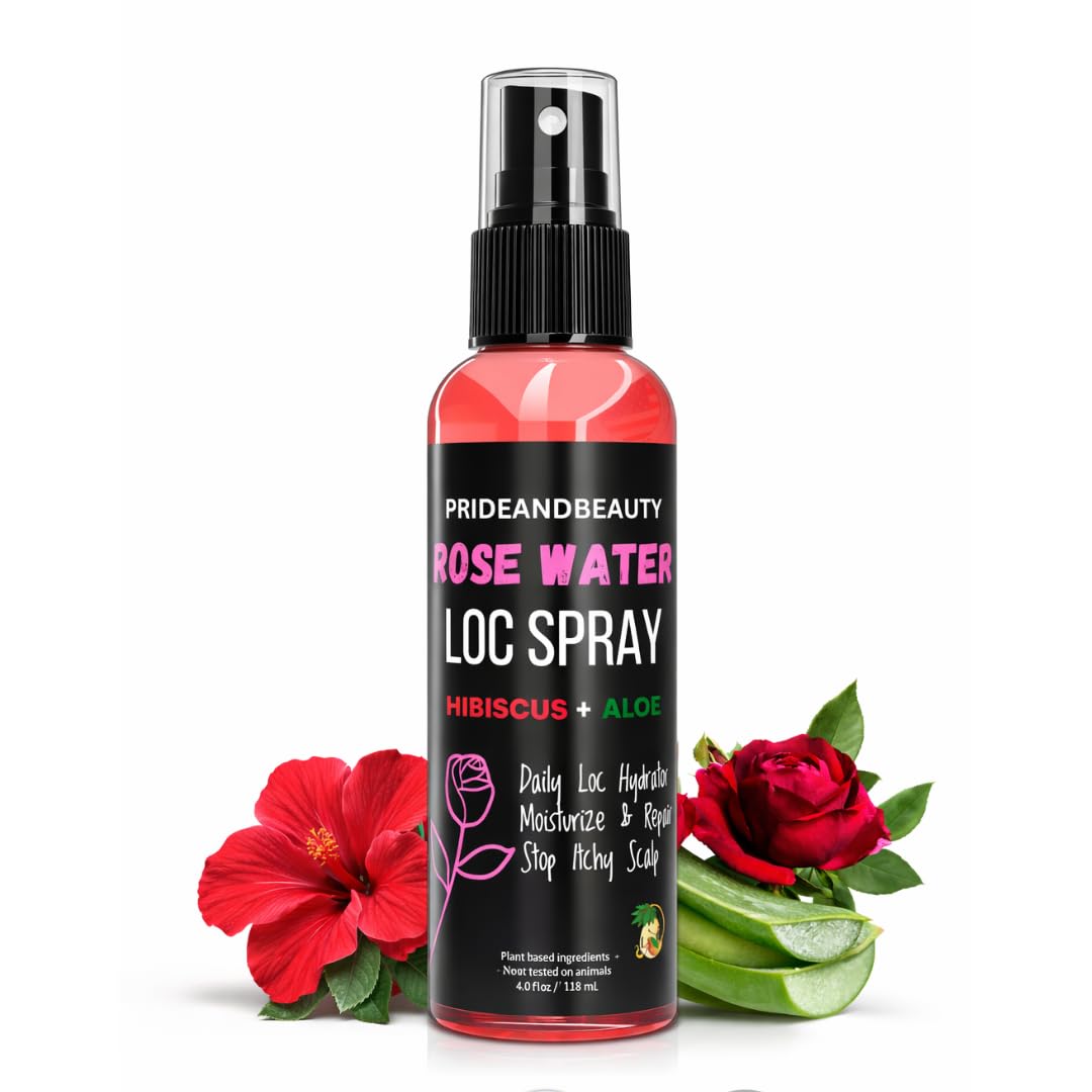 Pride and Beauty Rose Water Loc Spray – Daily Hydration, Itch Relief & Moisture for Locs, Braids & Natural Hair | Plant-Based Formula