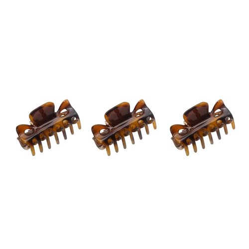 Parcelona French Classic Very Small 1 1/2" Claw Clips with Tight Spring Set of 3 Girls Hair Jaw Claw Clips Durable Styling Women Hair Accessories, Made in France (Savana)