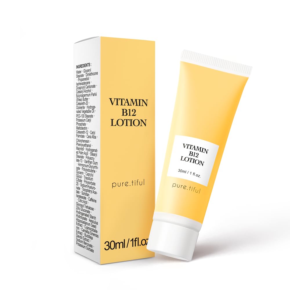 pure.tiful Vitamin B12 Lotion (1 oz) | Repair & Hydrating Cream for All Ages （teen & adult| Soothes Redness, After-Sun Skin Relief, Strengthens Barrier, Sensitive Skin Safe