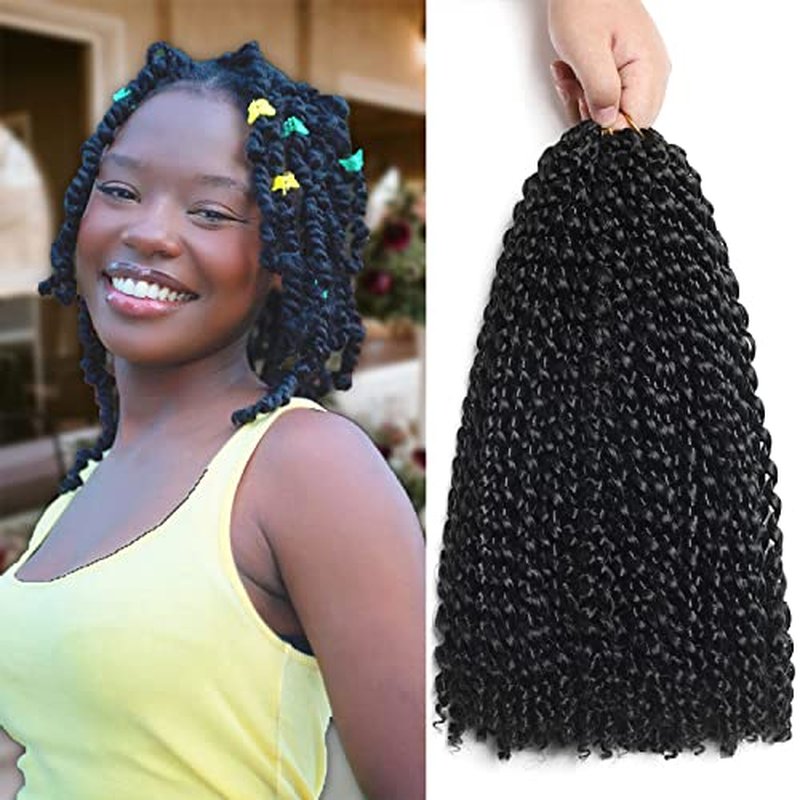 Passion Twist Hair 14 Inch 6 Packs Black Water Wave Crochet Hair for Passion Twists Bohemian Braiding Protective Style Hair Extensions (6 packs,14 inch,1B#)