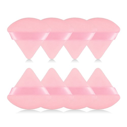 8Pcs of Triangular Powder Puff Makeup Sponges, Made of Super-soft Velvet, Designed for Contouring, Eye, and Corner, Beauty Blender Foundation Mixing Container.