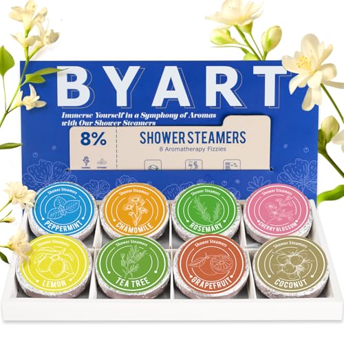 Shower Steamers Aromatherapy, 8% Natural Essential Oils, Women/Men Spa Steamer, Lingering Intense Aroma, Soothing Stress Relief, Body&Soul Relaxing Bath Bombs, Stocking Stuffer for Friend/Family
