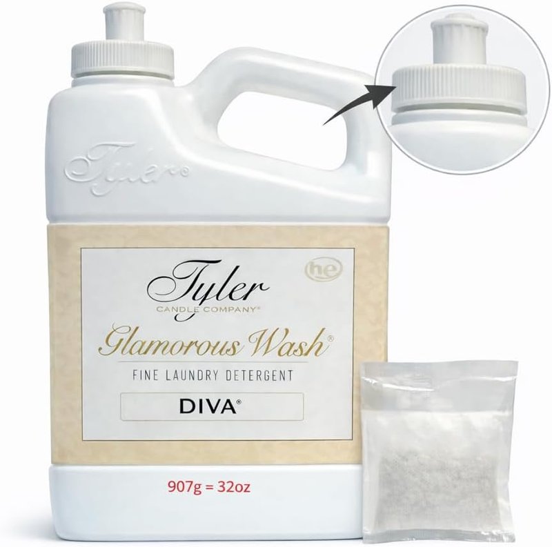 Tyler Candle Company Glam Wash Diva 32 Fl Oz Laundry Detergent - Spill Proof Cap & Dryer Sachet