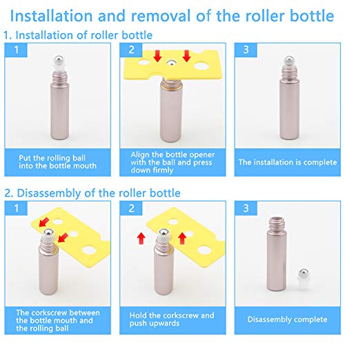 Newzoll 8 Pcs Roll-on Bottles Set, 10 ml (1/3 oz) Refillable Roller Bottles with Funnels & Opener, Glass Roll on Bottles Containers for Perfumes Aromatherapy Essential Oils Liquid